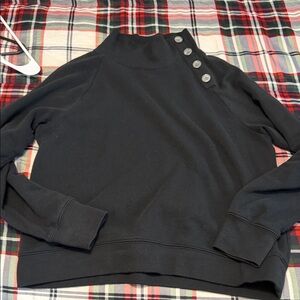 Jcrew factory Black Button-Detail Sweatshirt
